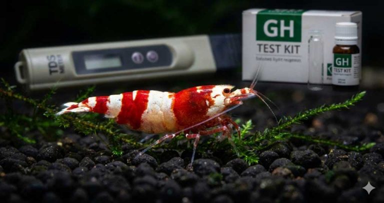 Crystal Red Caridina garnéla aktív talajon. A precíz vízkémia fontossága.