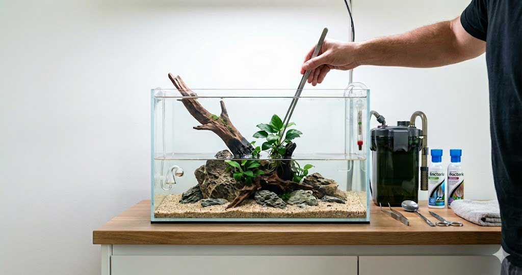 Akvárium indítás lépésről lépésre: növények ültetése csipesszel és az utolsó lépések a 9 pontos csekklistán.