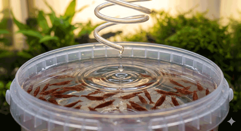 Garnélák, halak, beszoktatása