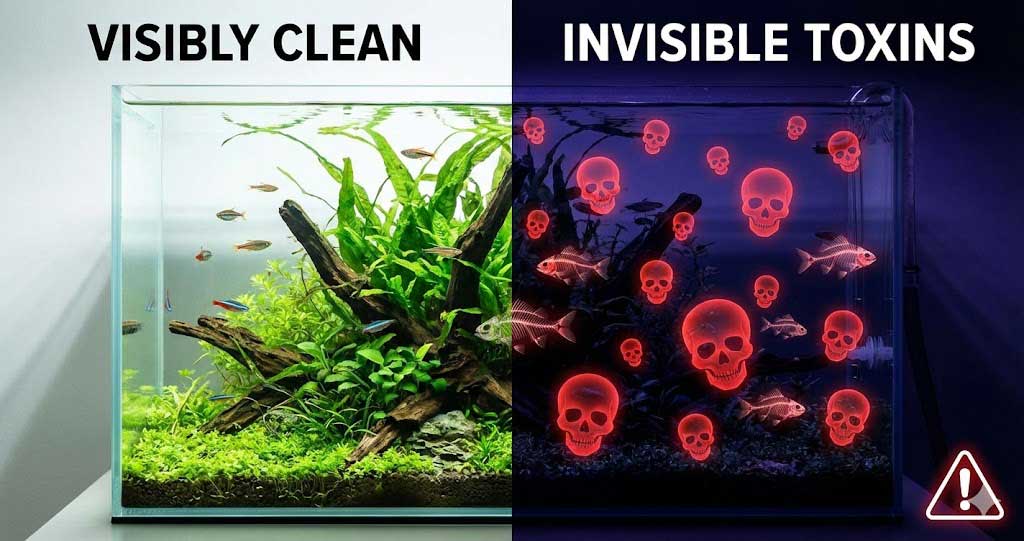 Nitrogén-körforgás hiánya: A kristálytiszta vízben láthatatlan ammónia és nitrit gyilkos lehet.